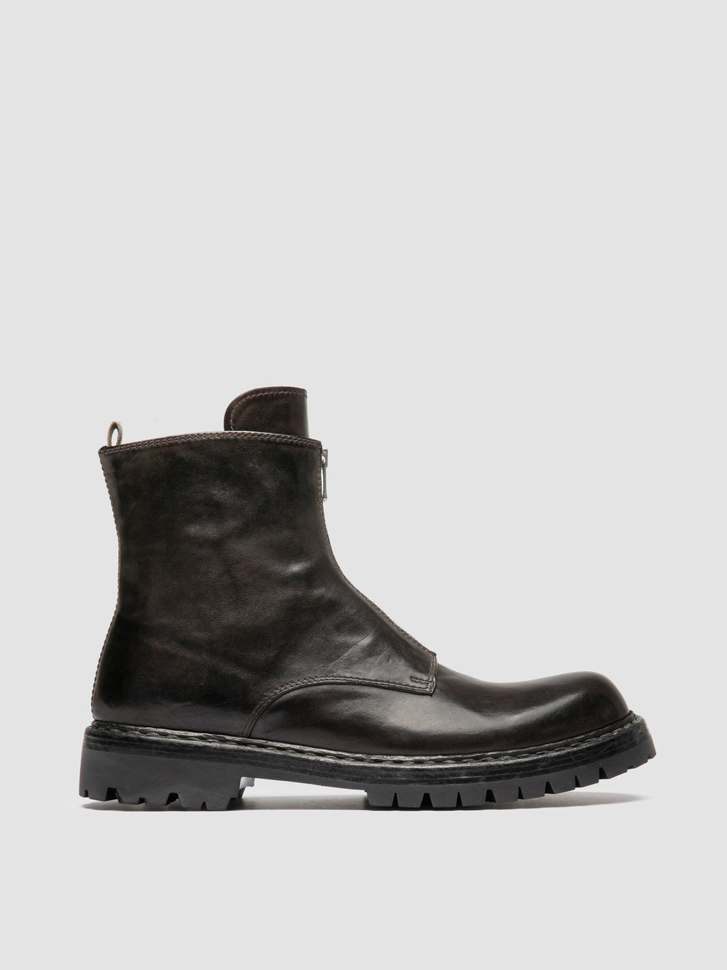 BULLA DD LUG 114 - Grey Leather Zip Boots - image 1,side view