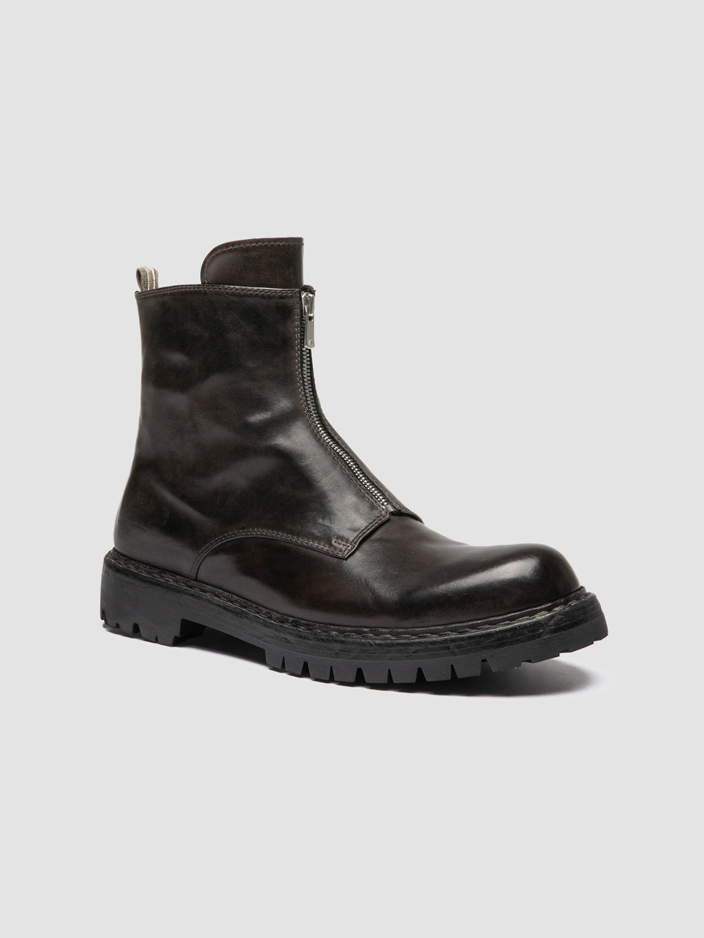 BULLA DD LUG 114 - Grey Leather Zip Boots - image 3,side view