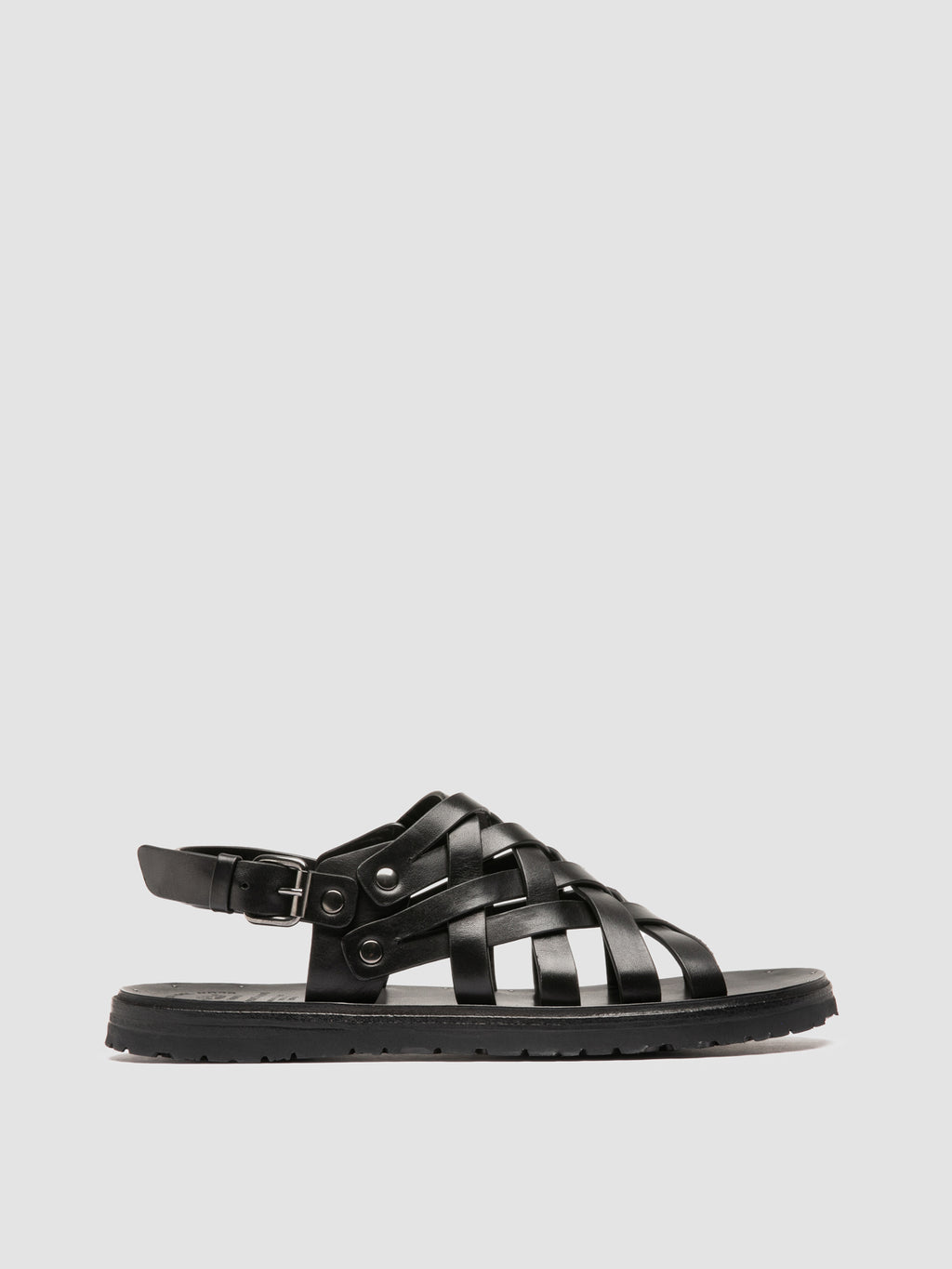 CHIOS 011 - Black Leather Sandals - image 1,side view
