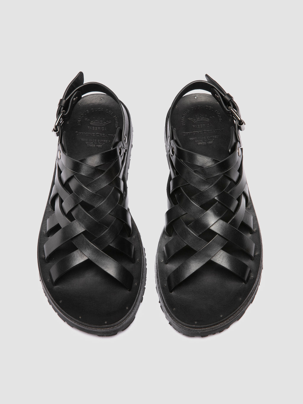 CHIOS 011 - Black Leather Sandals - image 2,side view