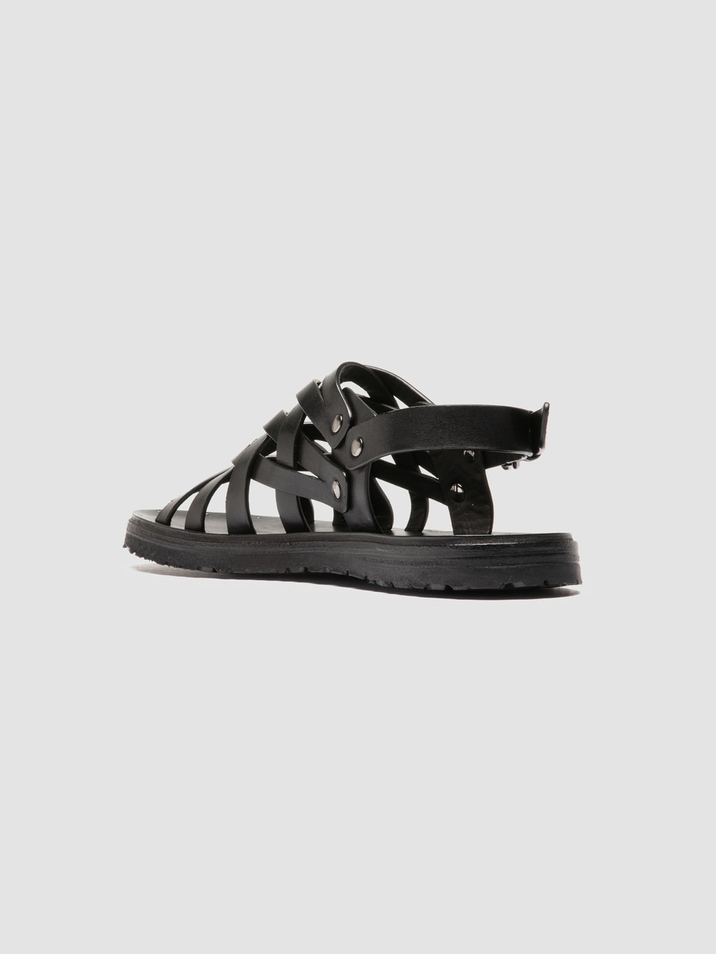 CHIOS 011 - Black Leather Sandals - image 4,side view