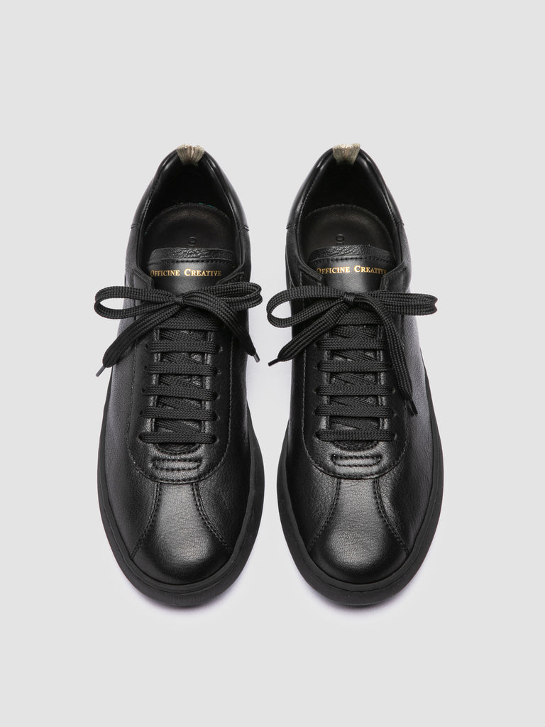 GINNASIO 003 - Black Leather Low Top Sneakers