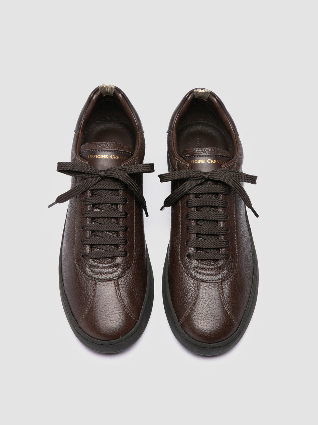 GINNASIO 003 - Brown Leather Low Top Sneakers - image 2,side view