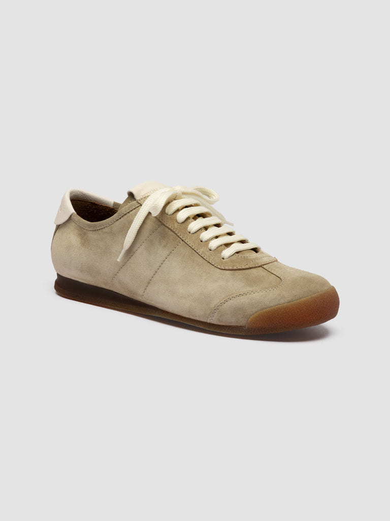 HAZEL 001 - Beige Suede Low-Top Sneakers