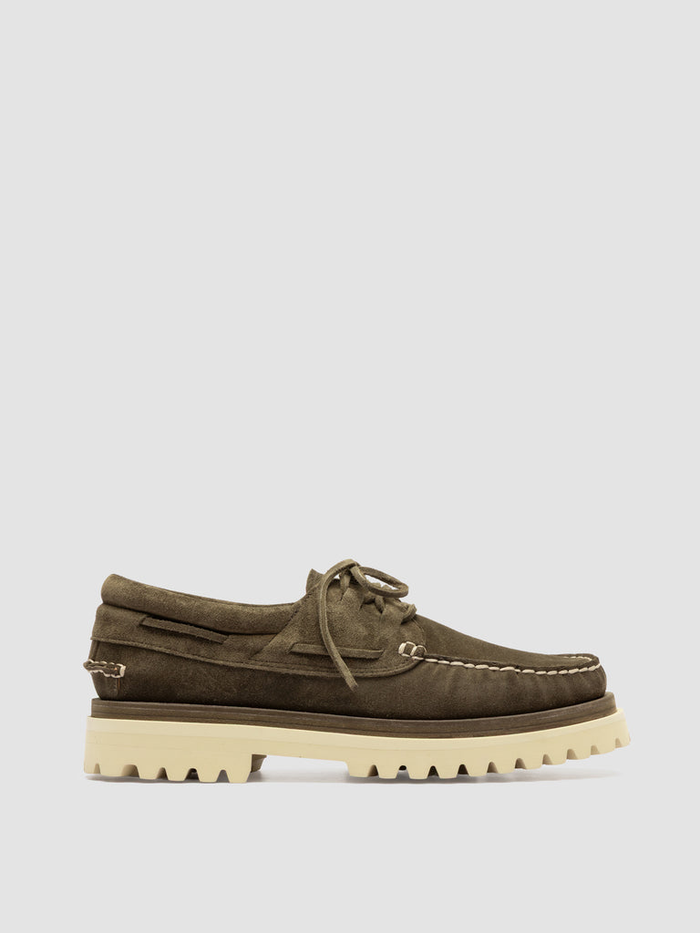 HERITAGE 001 - Green Lug Sole Suede Moccasins