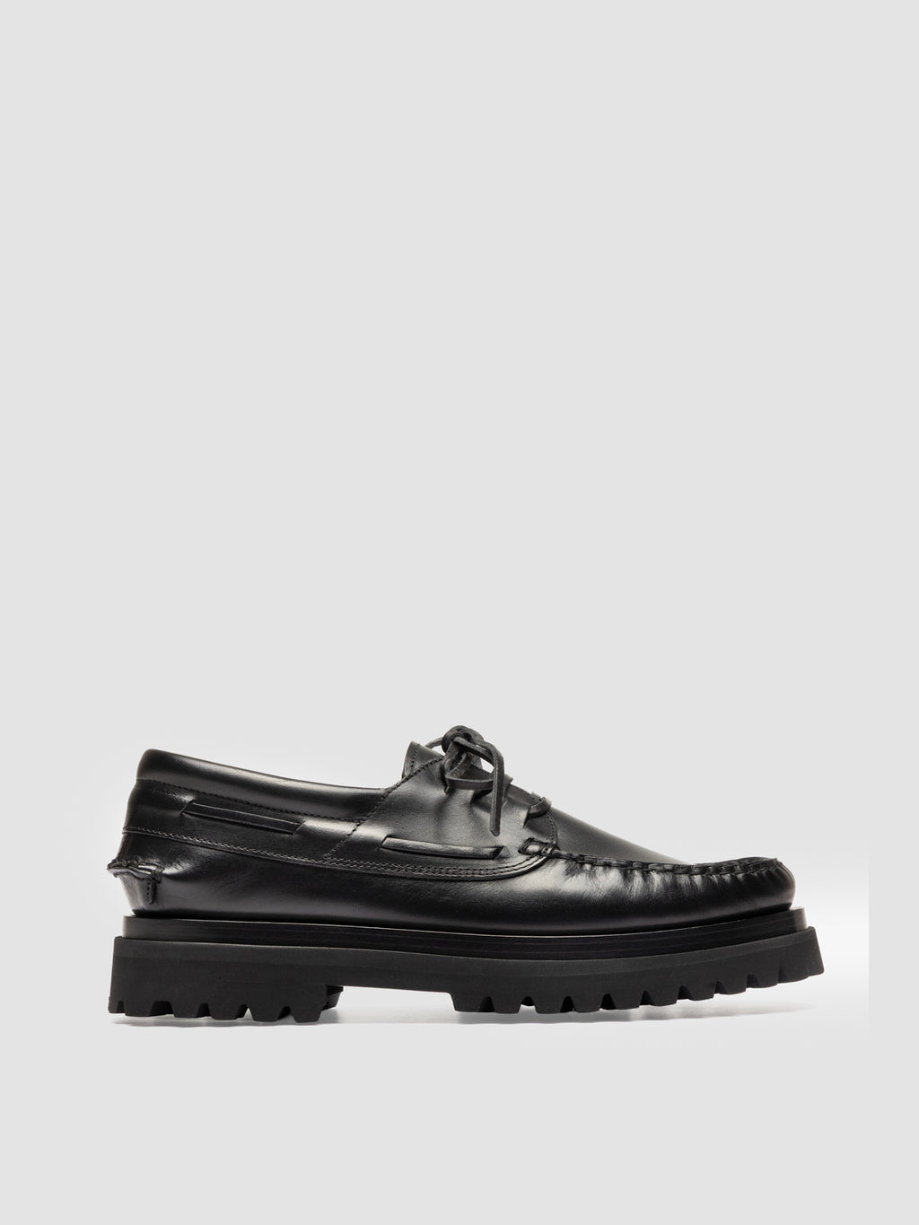 HERITAGE 001 - Black Lug Sole Leather Moccasins - image 1,side view