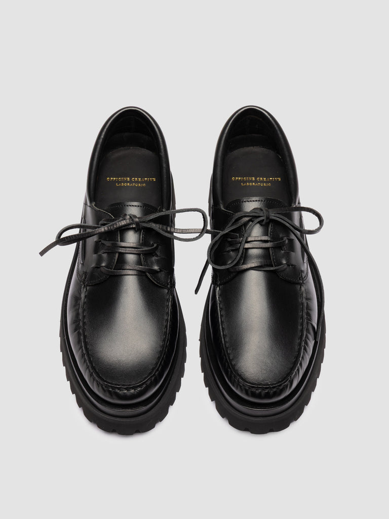 HERITAGE 001 - Black Lug Sole Leather Moccasins