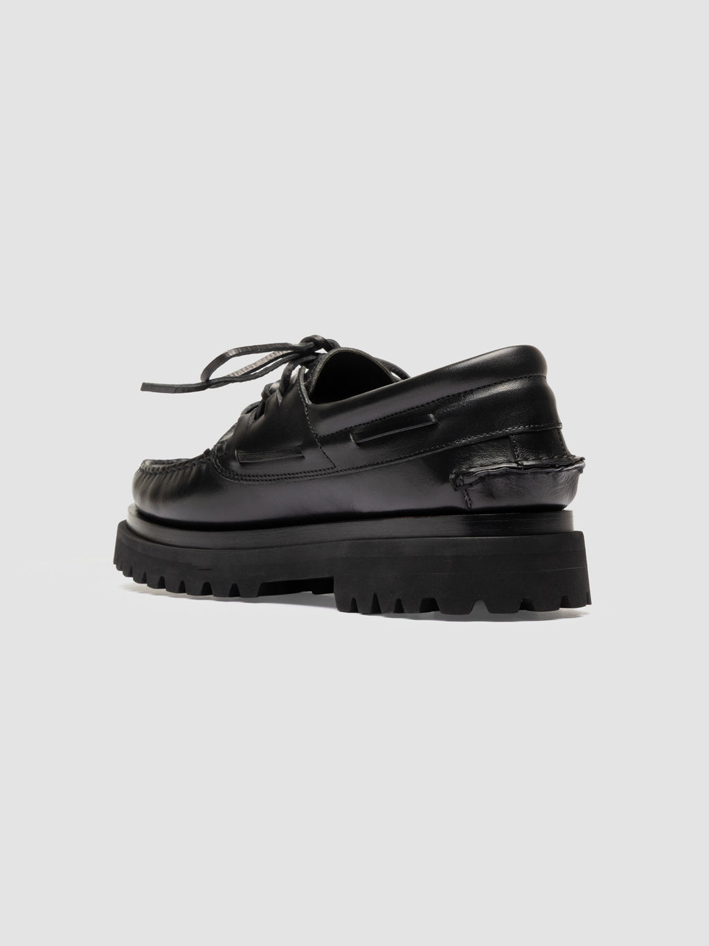 HERITAGE 001 - Black Lug Sole Leather Moccasins - image 4,side view