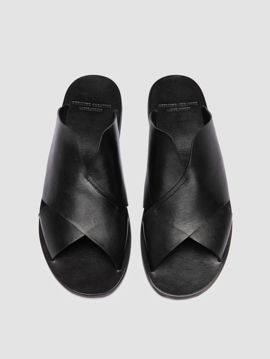 KIMOLOS 015 - Black Leather Slide Sandals