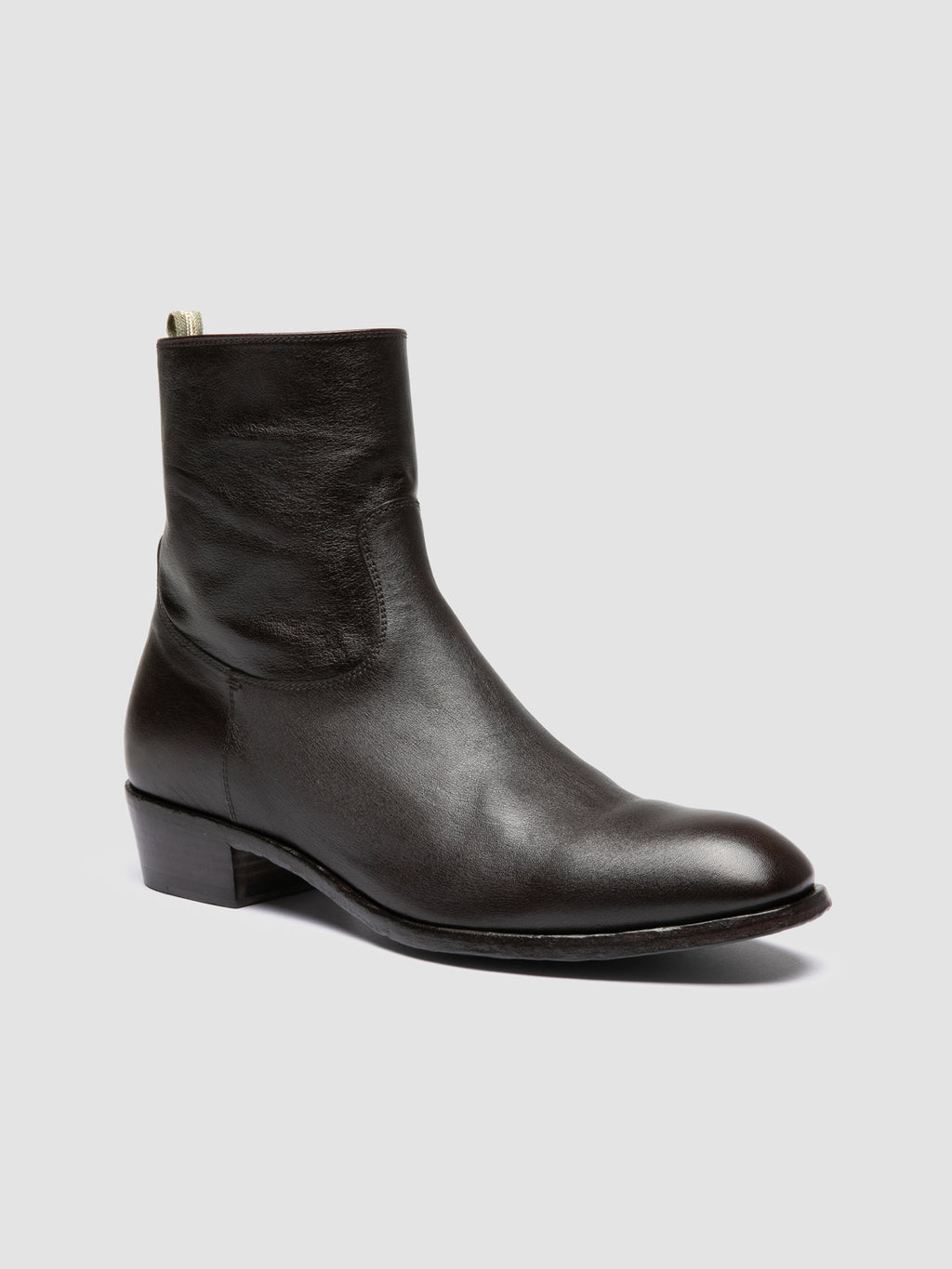 MONEGAL 002 - Stivali con Zip in Pelle Marrone - image 3,side view