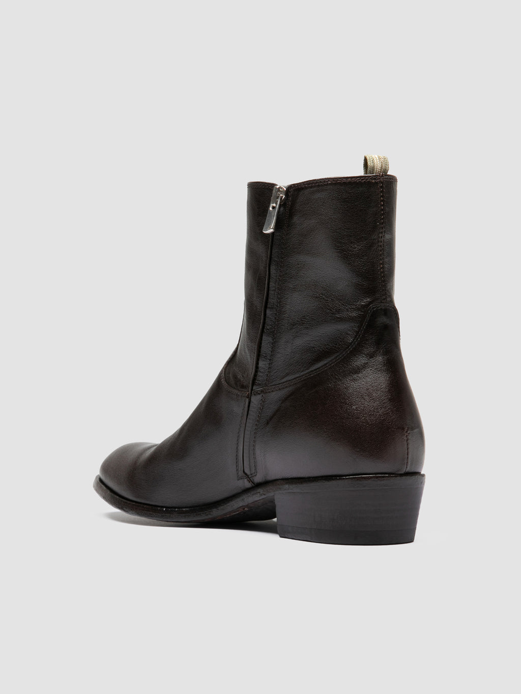MONEGAL 002 - Stivali con Zip in Pelle Marrone - image 4,side view