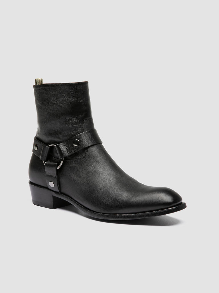 MONEGAL 004 - Black Leather Zipped Boots