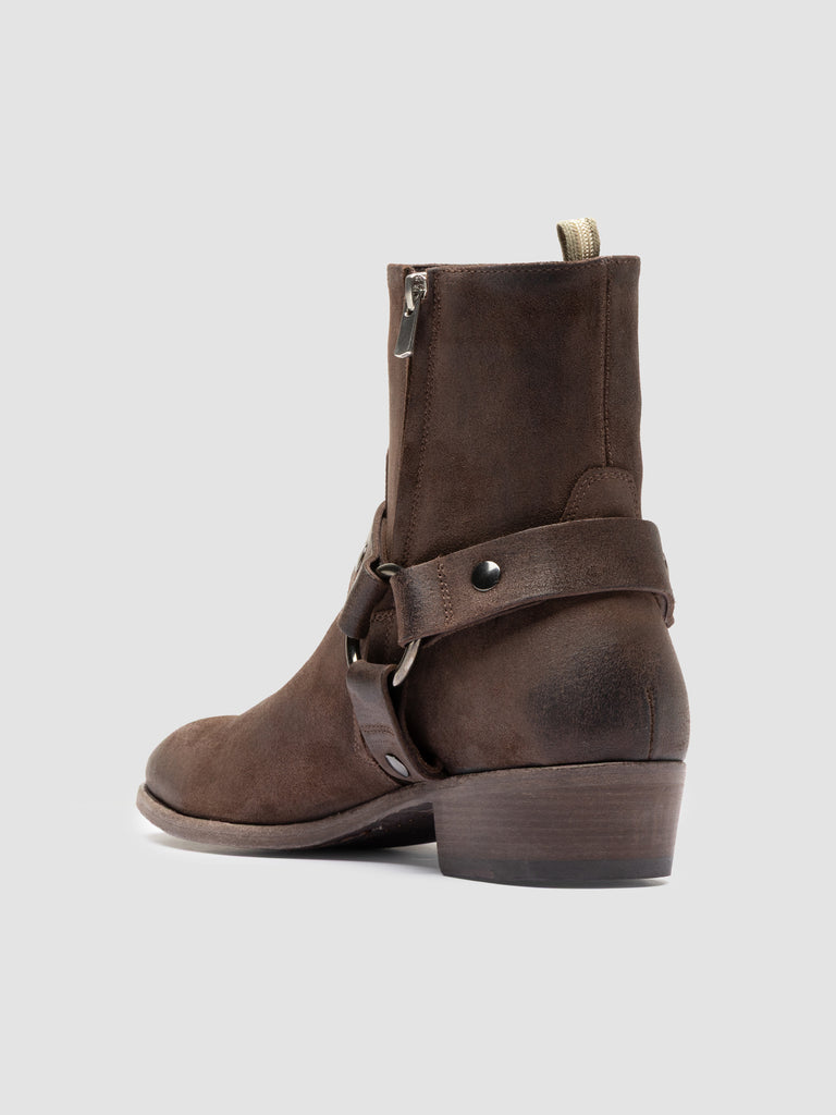 MONEGAL 004 - Brown Suede Zipped Boots
