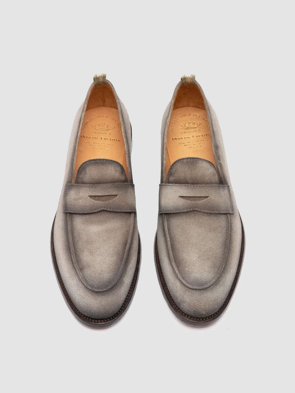 OPERA 001 - Grey Suede Penny Loafers - image 2,side view