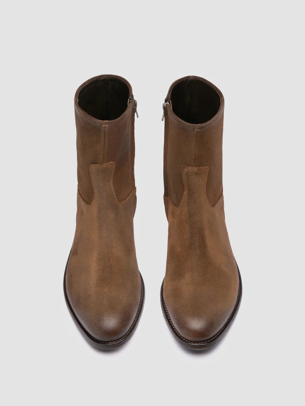 PAUL 002 - Brown Suede Zipped Boots - image 2,side view
