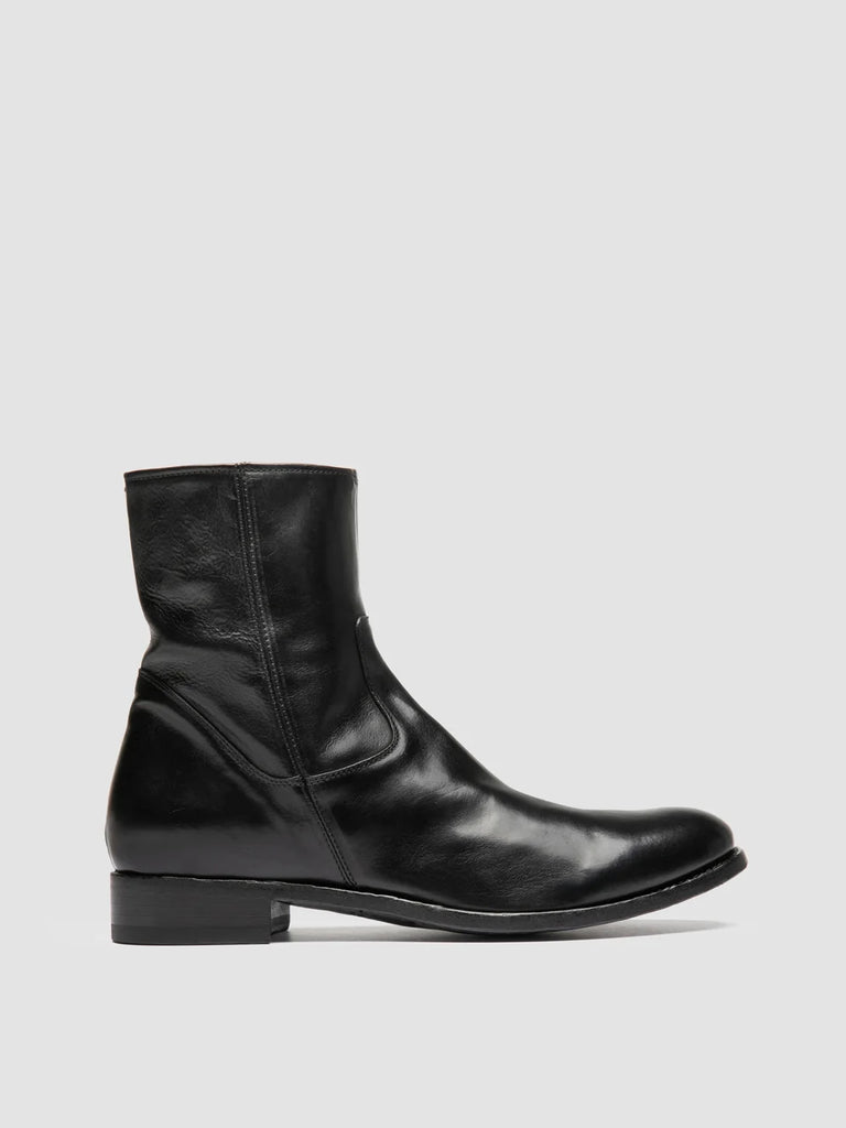 PAUL 002 - Black Leather Zipped Boots