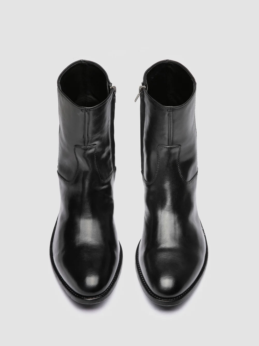 PAUL 002 - Black Leather Zipped Boots - image 2,side view