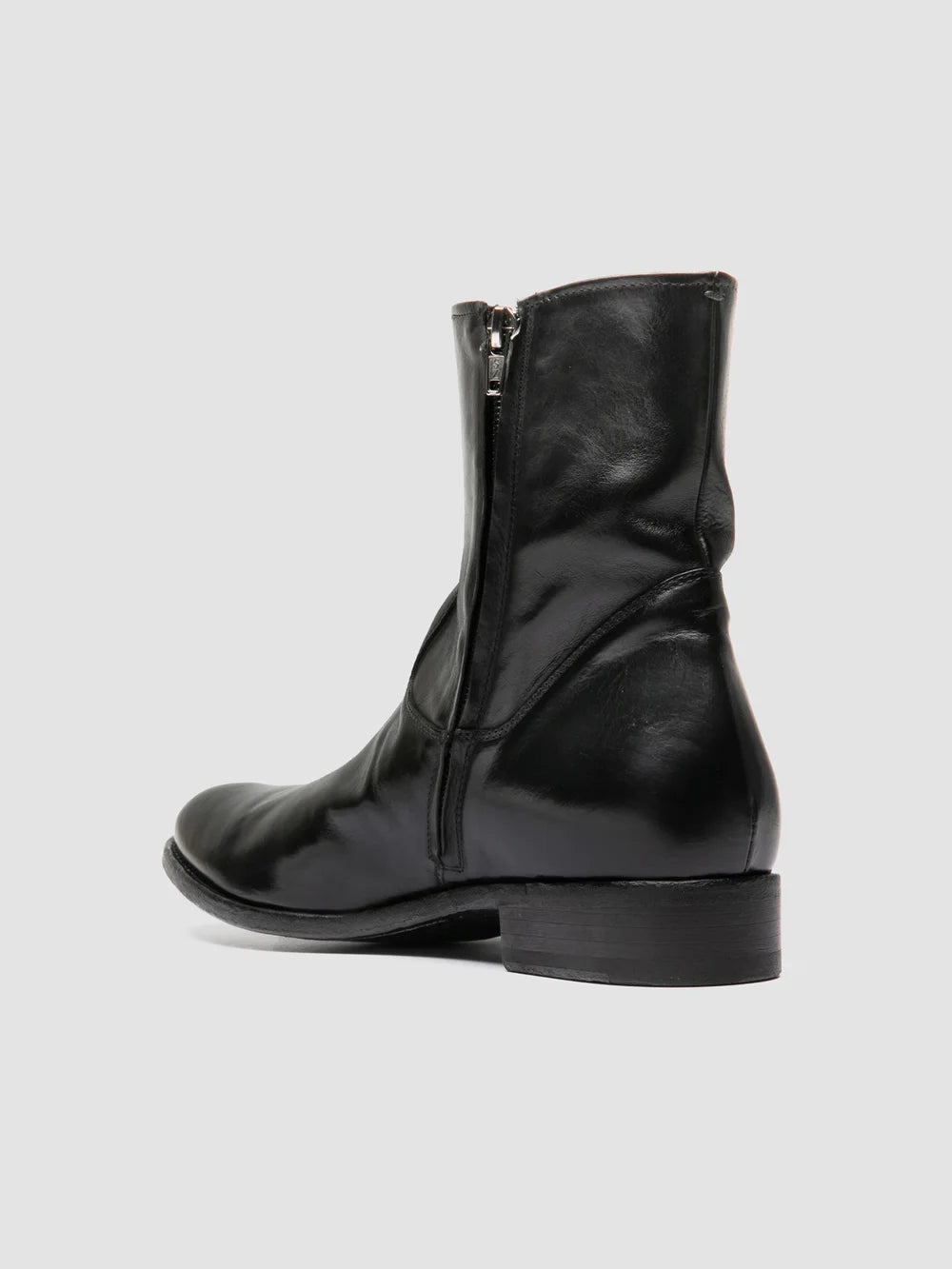 PAUL 002 - Black Leather Zipped Boots - image 4,side view