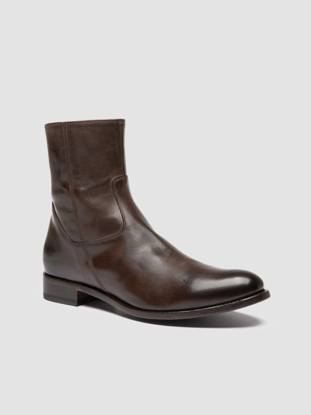 PAUL 002 - Brown Leather Zipped Boots - image 3,side view