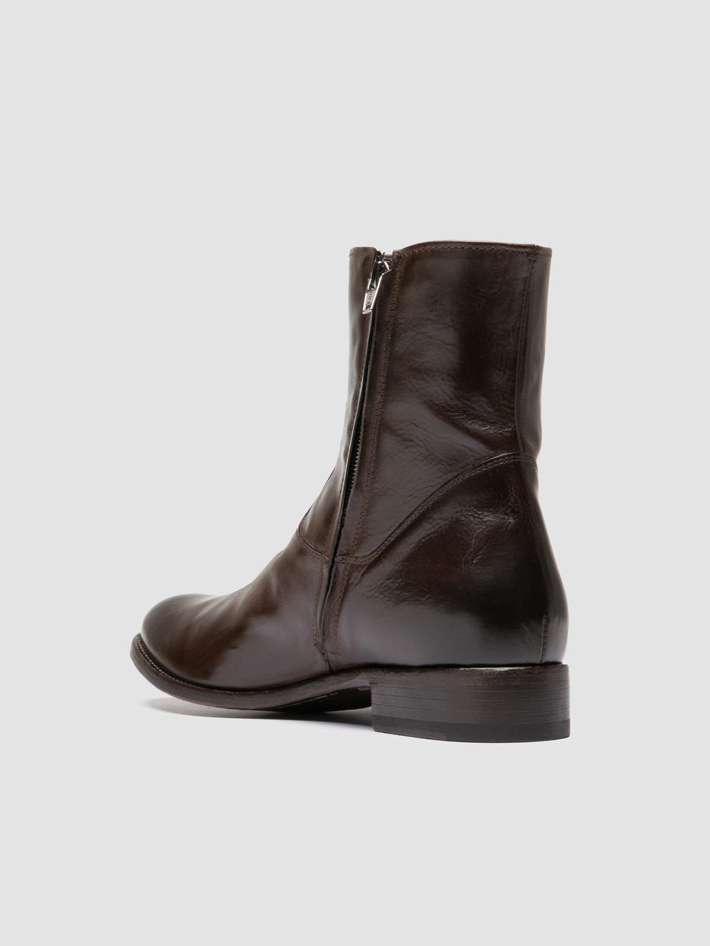 PAUL 002 - Brown Leather Zipped Boots - image 4,side view