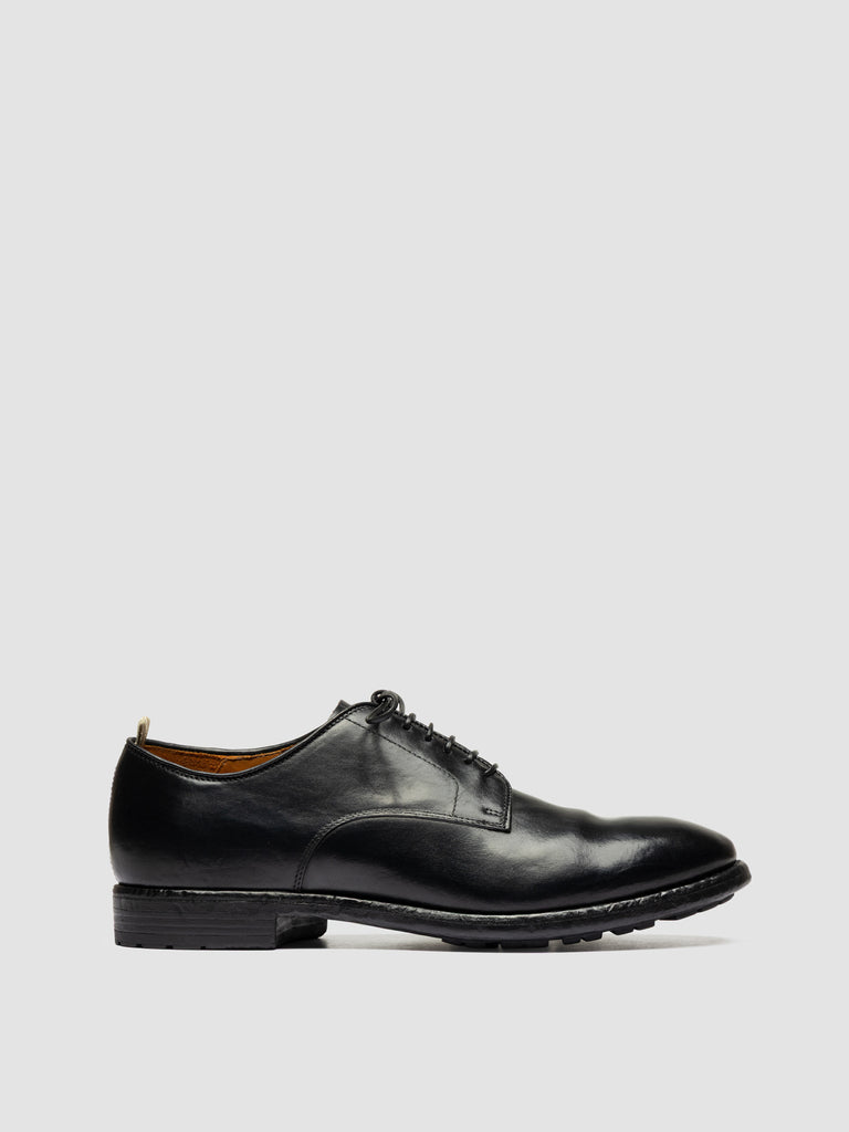 PRINCE 606 - Black Leather Derby Shoes