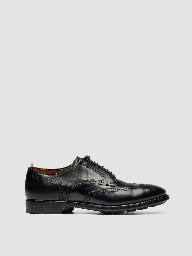PRINCE 609 - Black Leather Derby Shoes
