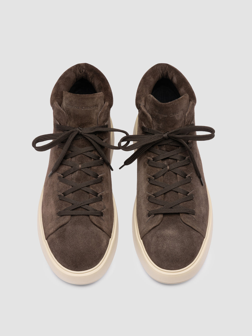 REMASTER 002 - Sneakers Alte in Pelle Scamosciata Marrone - image 2,side view