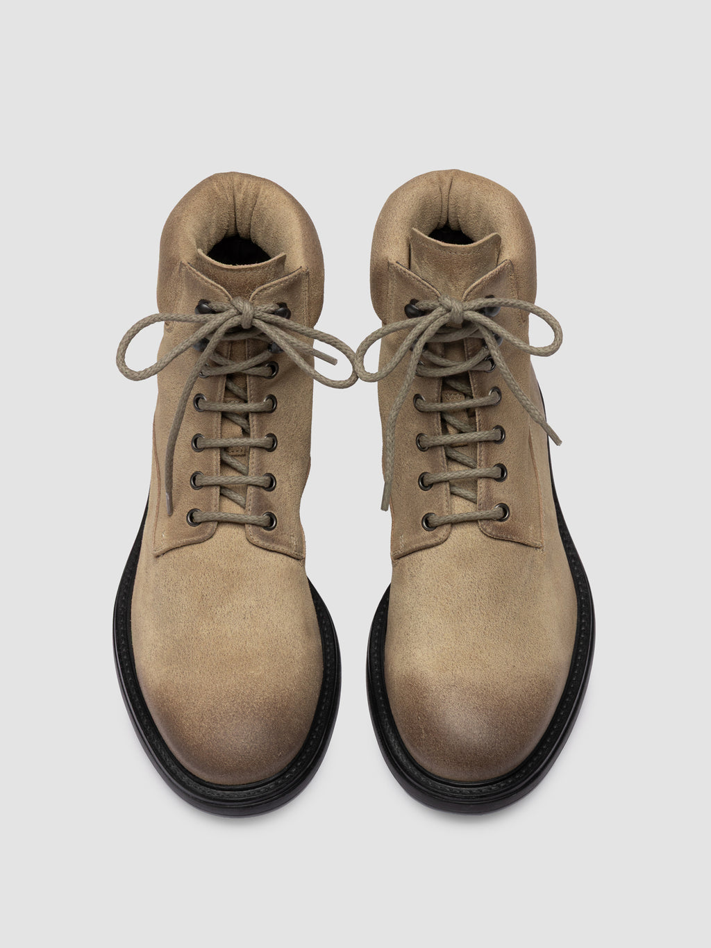 REMOTE 001 - Stivali Stringati in Pelle Scamosciata Beige - image 2,side view