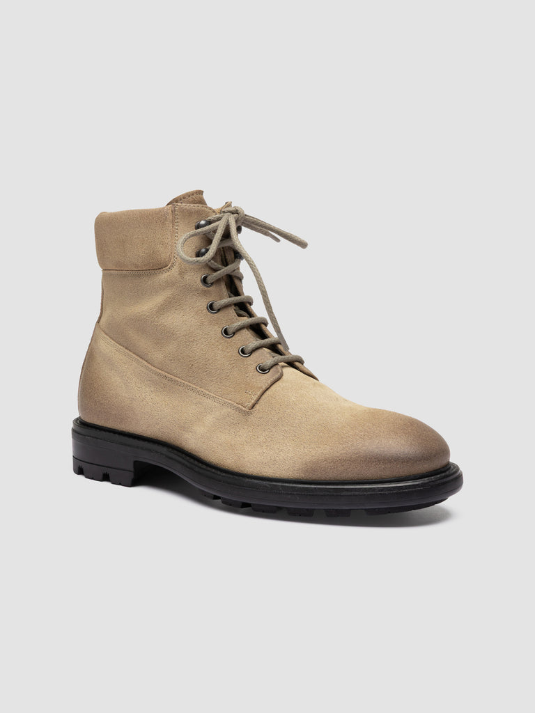 REMOTE 001 - Stivali Stringati in Pelle Scamosciata Beige