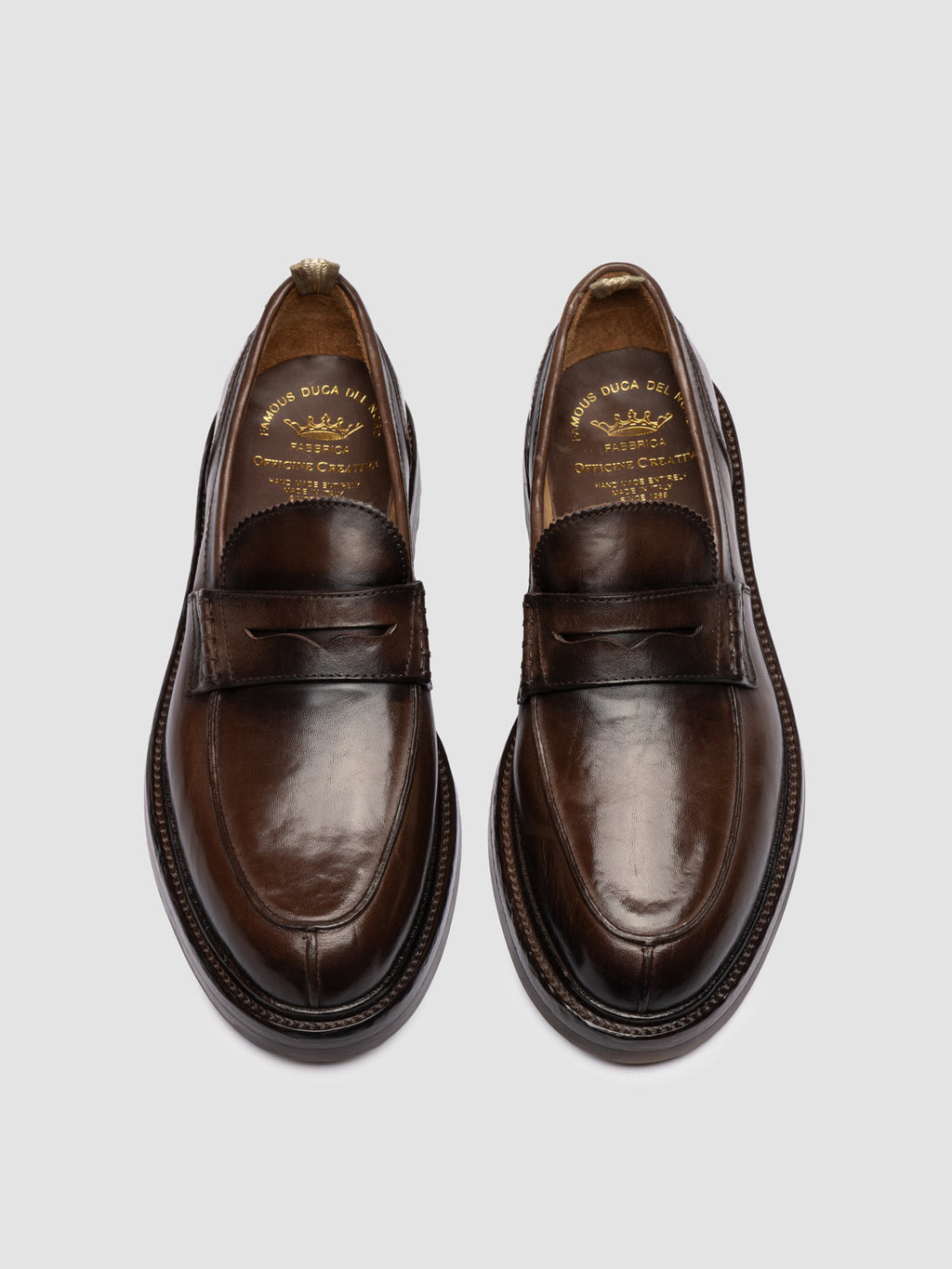 SAX FLEXI 001 - Brown Leather Penny Loafers - image 2,side view