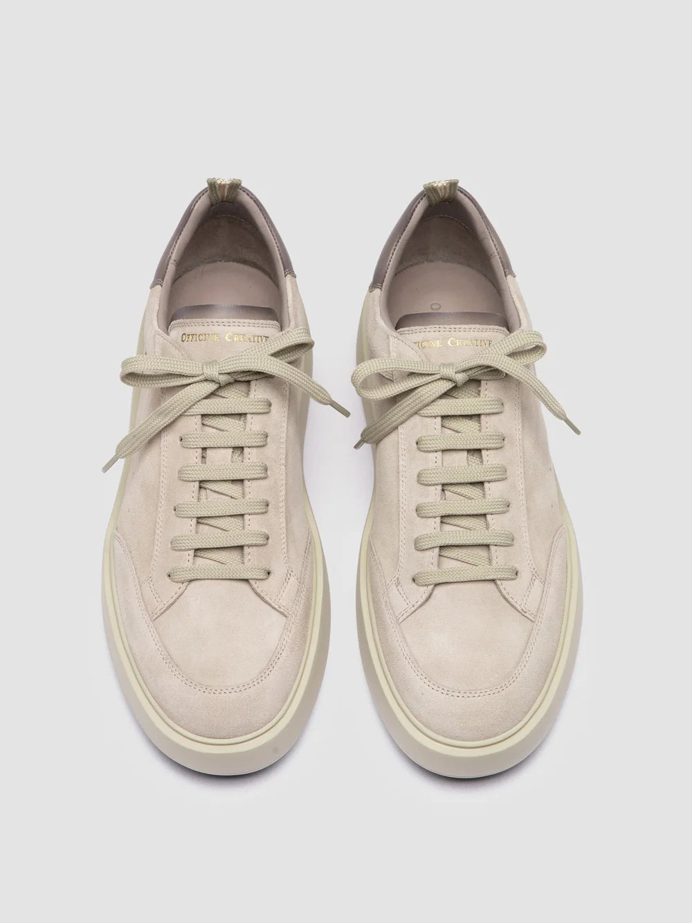 SEQUEL 001 - Elfenbeinfarbene Sneakers aus Wildleder und Leder - image 2,side view