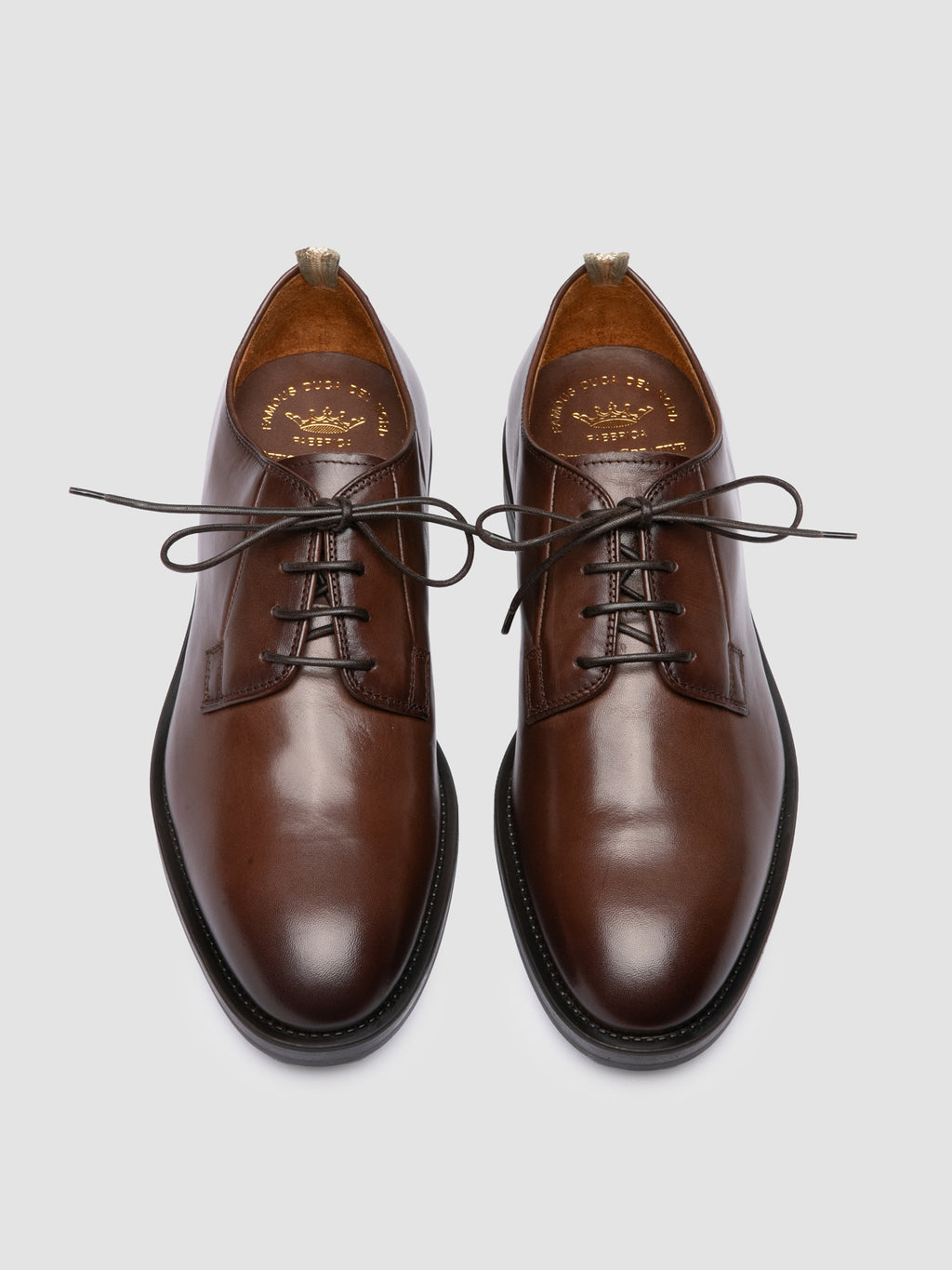 SILENT 001 - Brown Leather Derby Shoes - image 2,side view