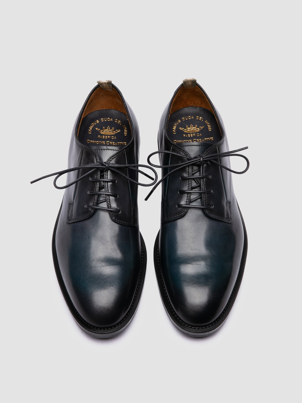 SILENT 001 - Blue Leather Derby Shoes - image 2,side view