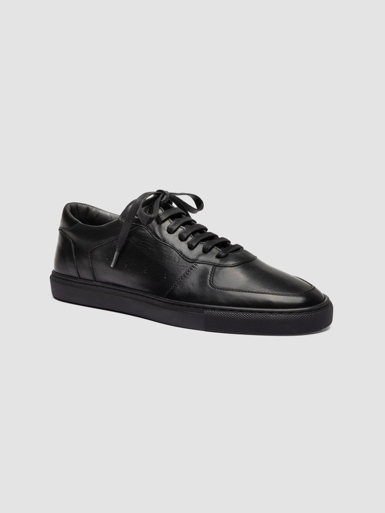 SISSO 001 - Black Leather Low-Top Sneakers