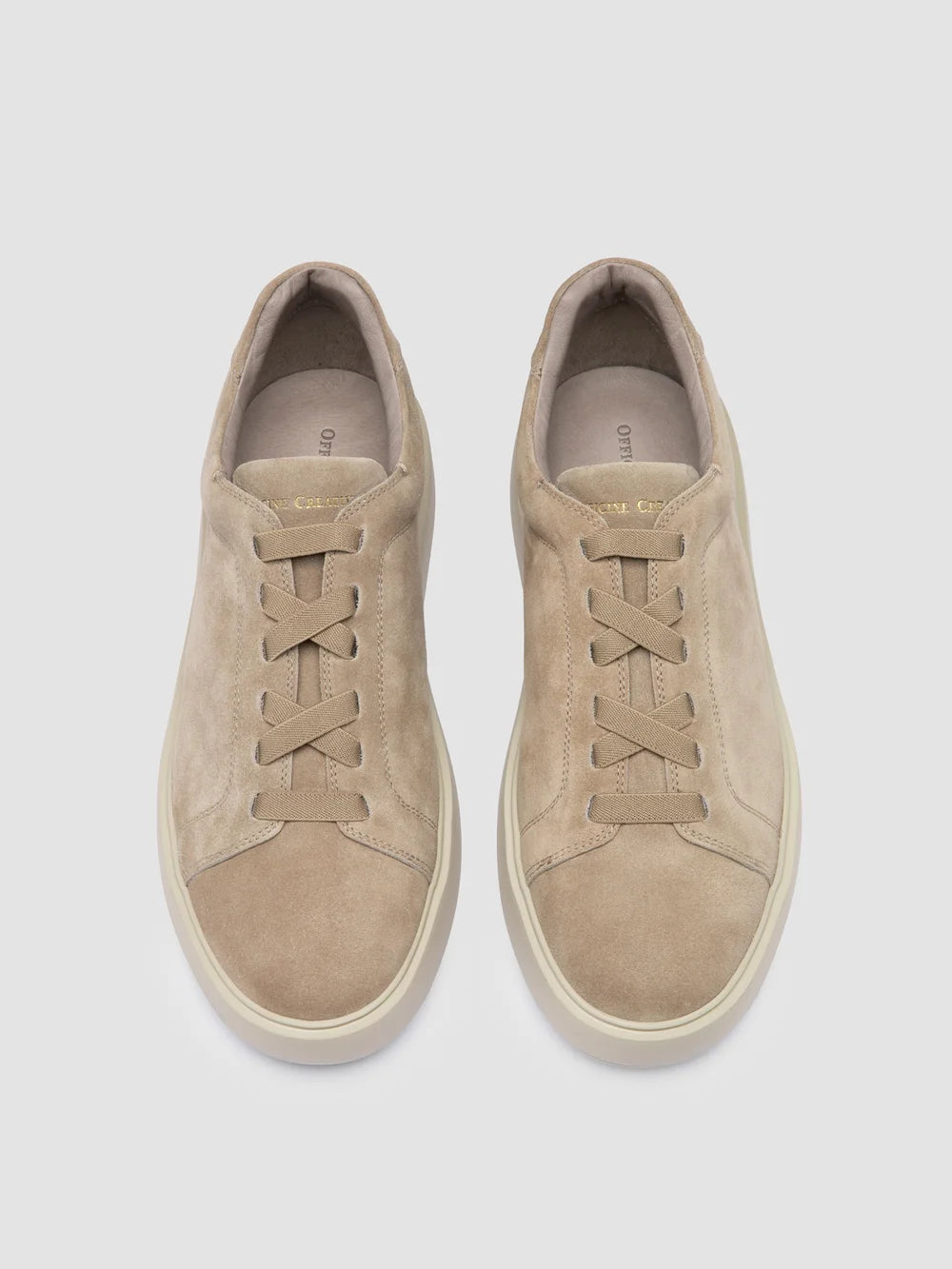 SLOUCH 001 - Sneaker in Pelle Scamosciata Color Tortora - image 2,side view