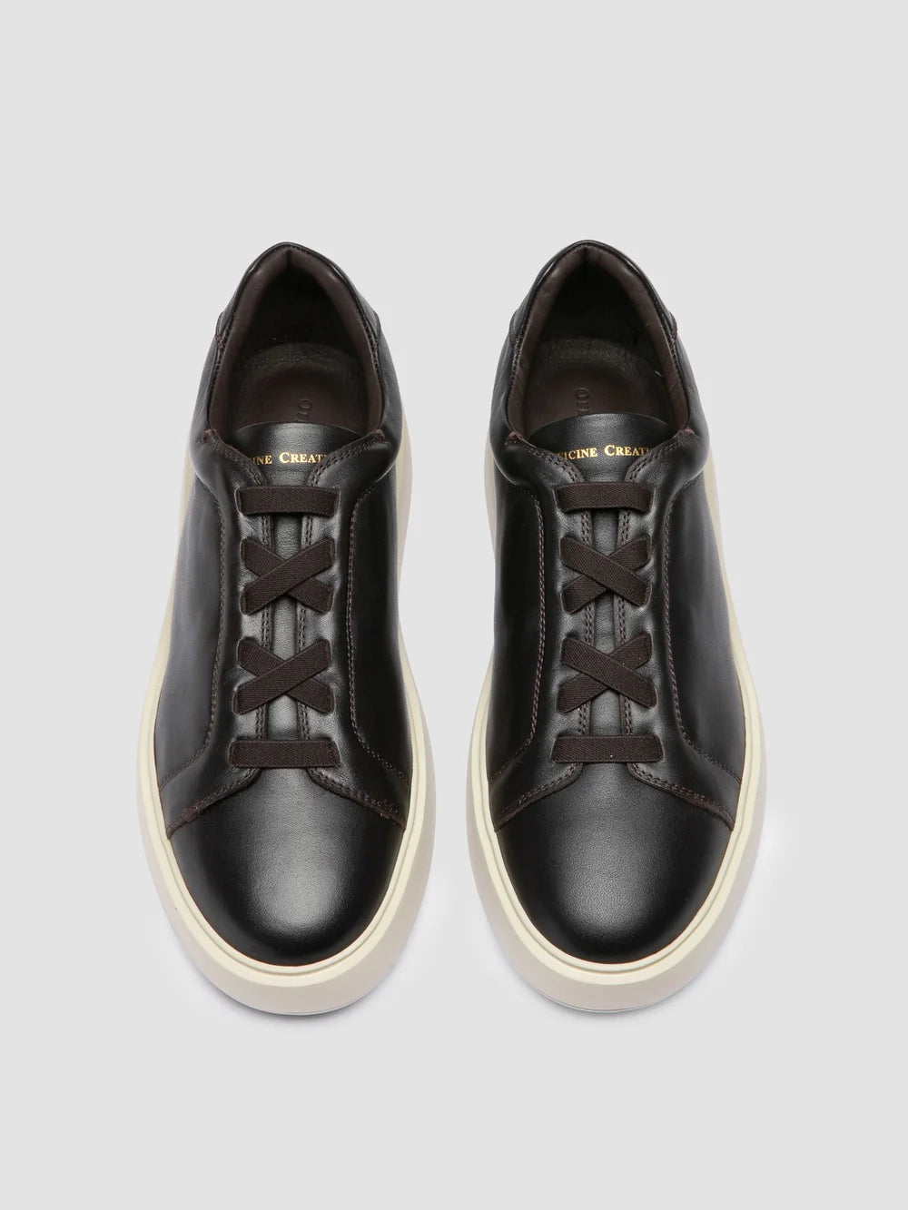 SLOUCH 001 - Braune Low-Top-Sneakers aus Leder - image 2,side view