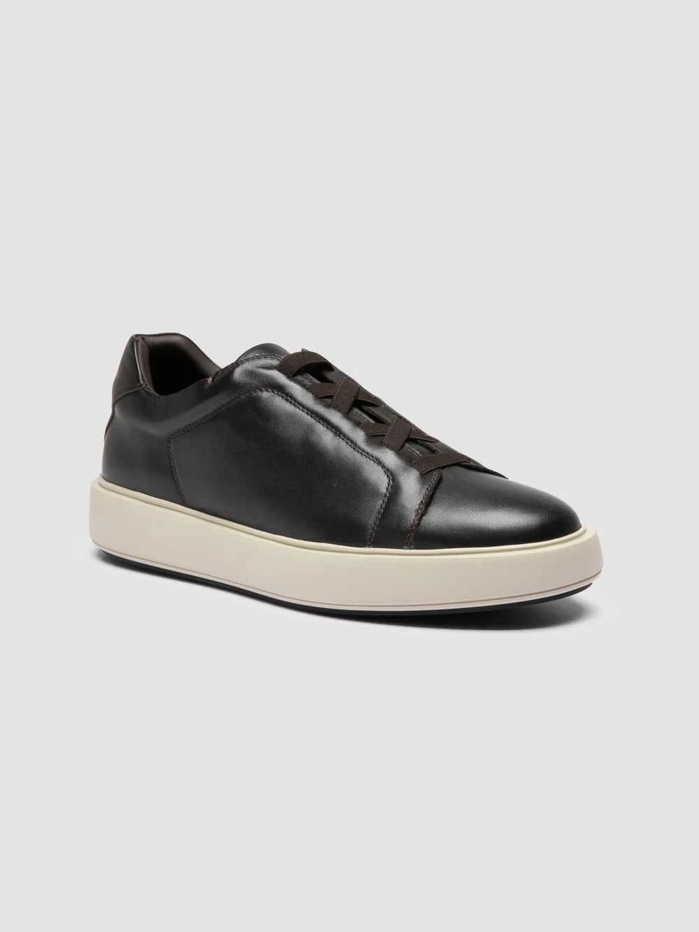 SLOUCH 001 - Braune Low-Top-Sneakers aus Leder - image 3,side view