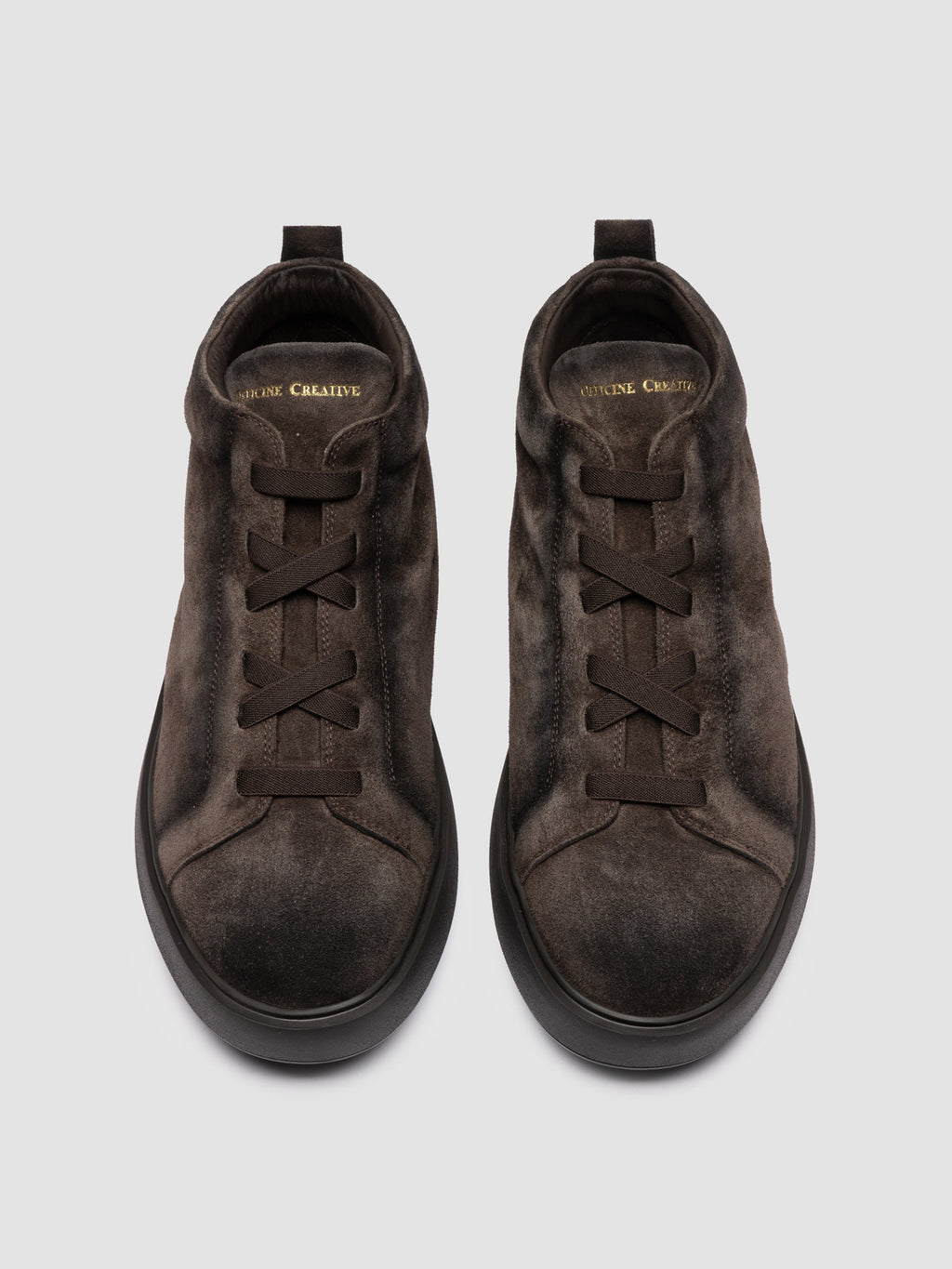 SLOUCH 005 - Sneakers Alte in Pelle Scamosciata Marrone - image 2,side view