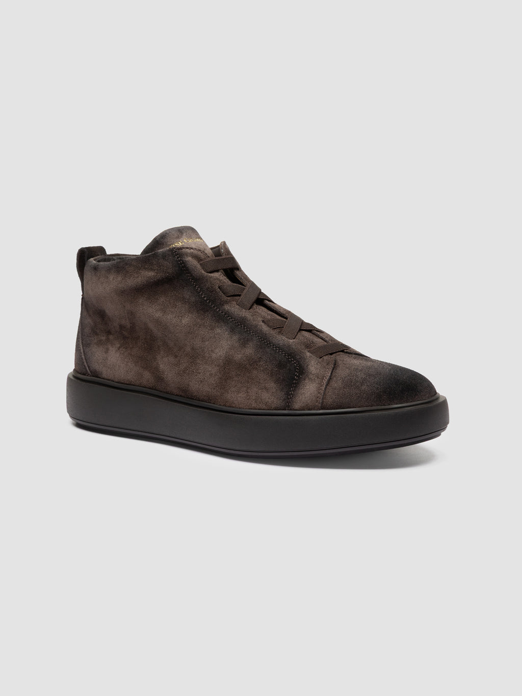 SLOUCH 005 - Sneakers Alte in Pelle Scamosciata Marrone - image 3,side view