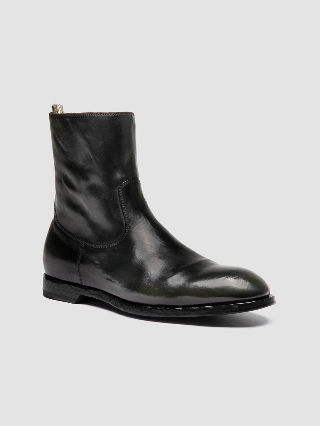 SOUND 015_W - Black Leather Zipped Boots - image 3,side view