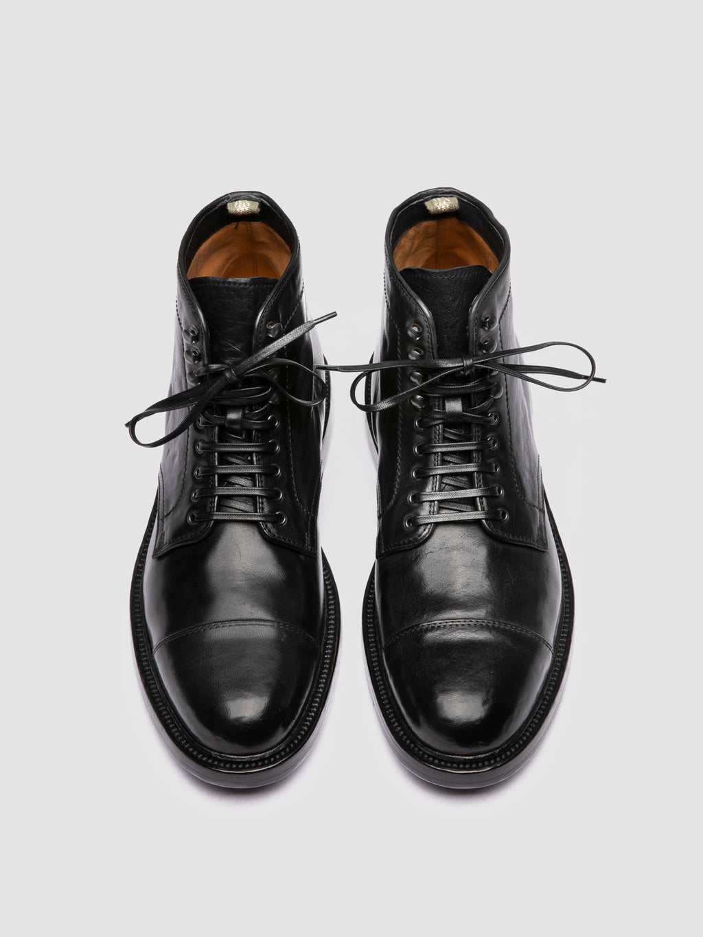 STANFORD 011 - Black Leather Lace Up Boots - image 2,side view