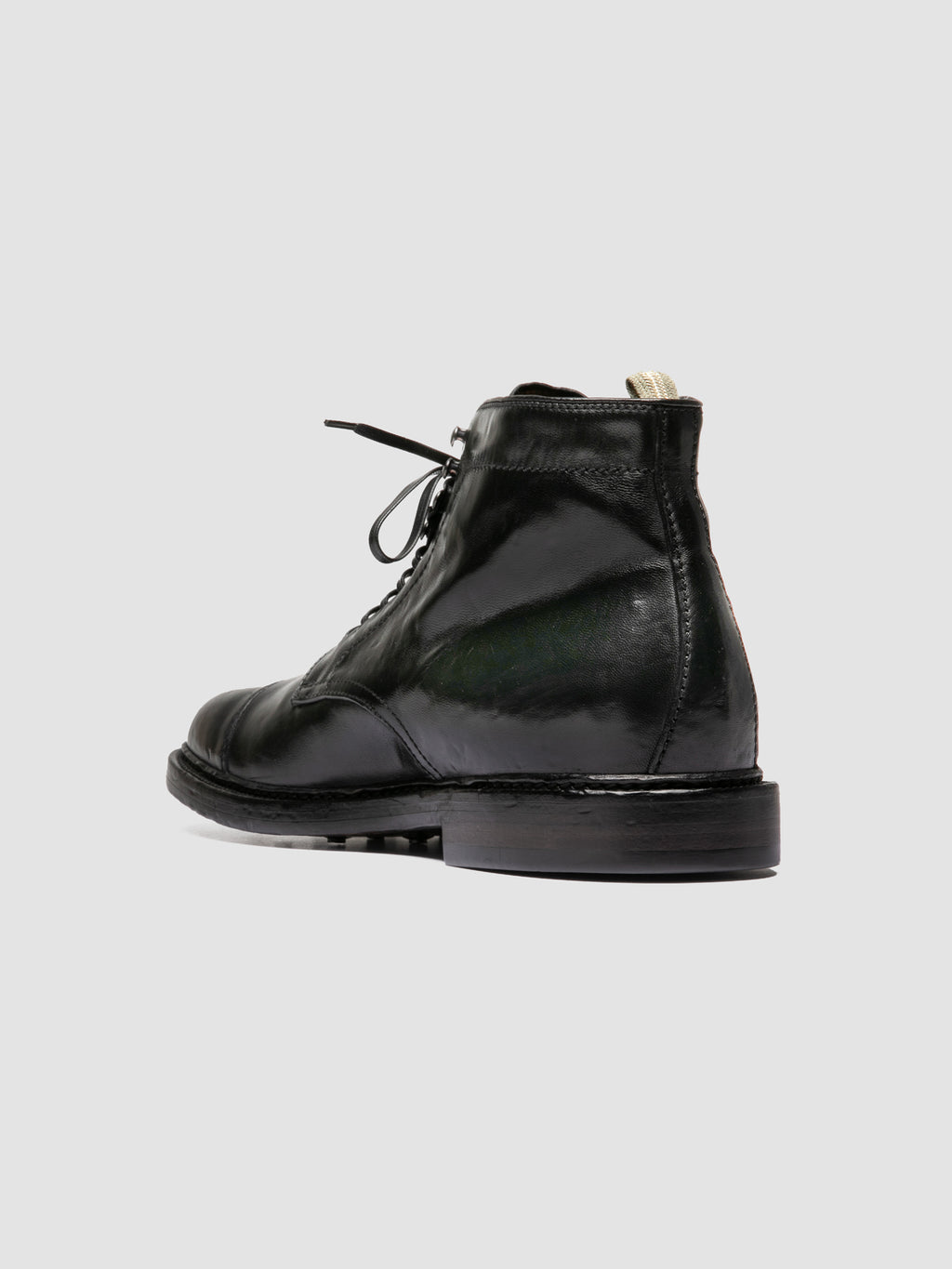 STANFORD 011 - Black Leather Lace Up Boots - image 4,side view