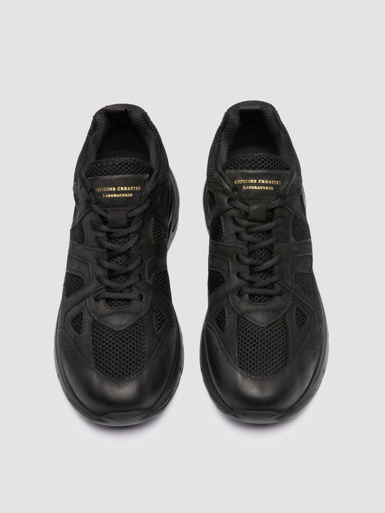 SUPURBIA 001 - Black Leather and Suede Low Top Sneakers