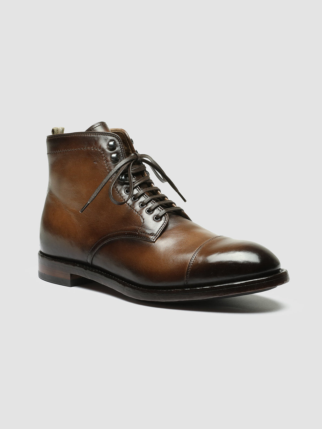 TEMPLE 002 - Brown Leather Lace Up Boots - image 3,side view