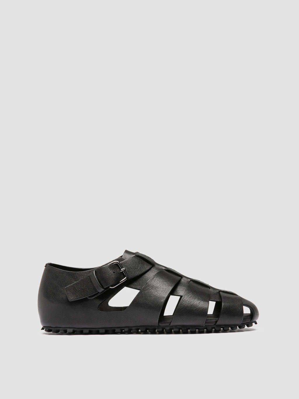YORGOS 001 - Schwarze Fischer-Sandalen aus Leder - image 1,side view