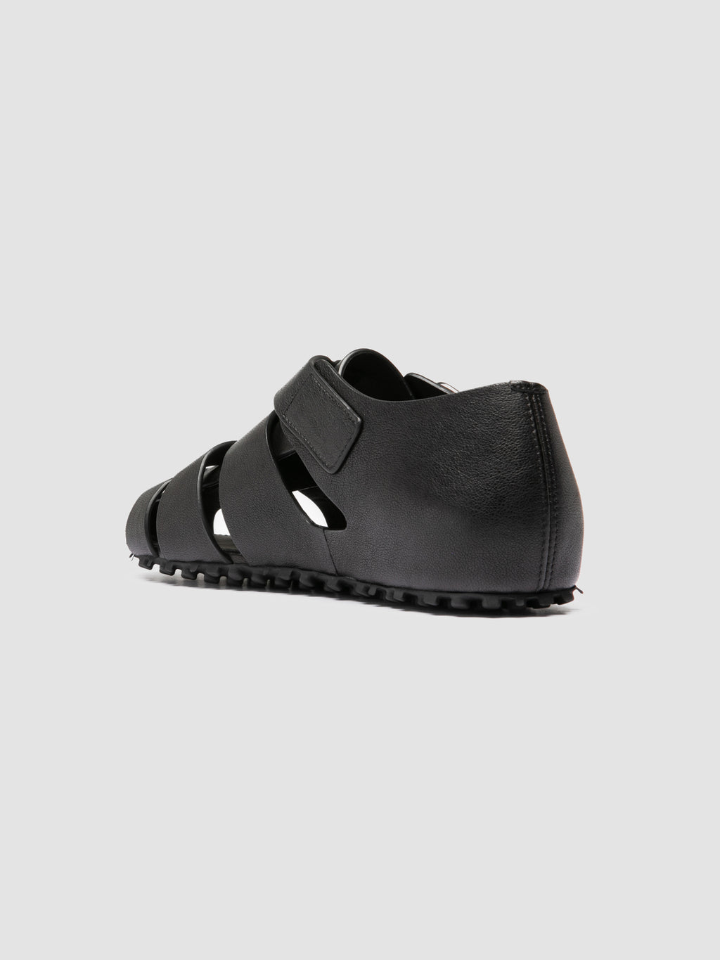 YORGOS 001 - Schwarze Fischer-Sandalen aus Leder - image 4,side view