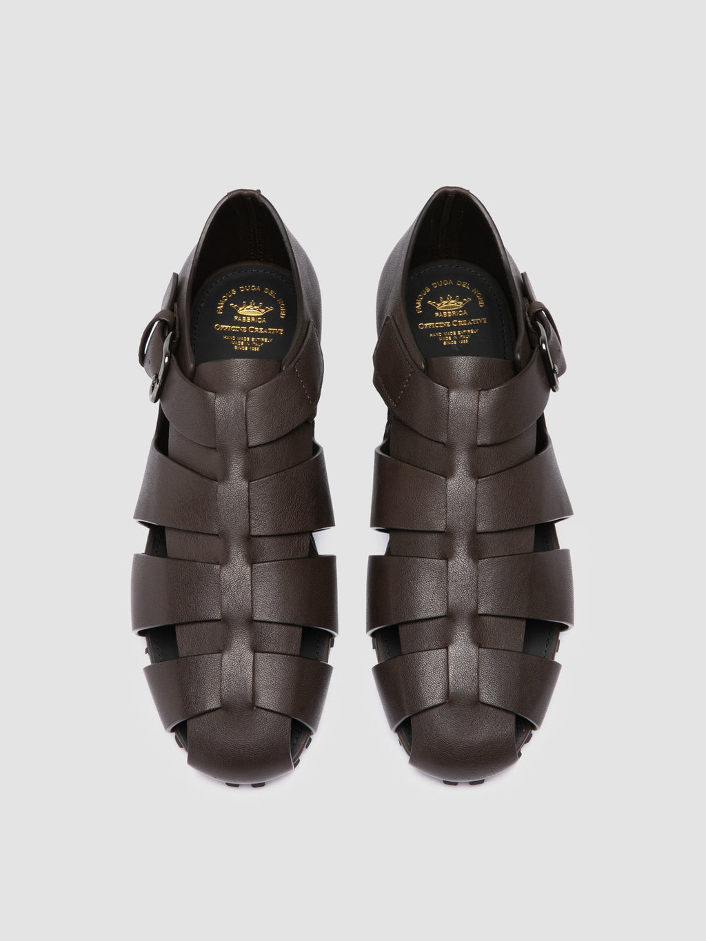 YORGOS 001 - Braune Fischer-Sandalen aus Leder - image 2,side view