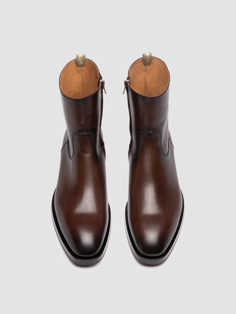 ORTEGA 002 - Brown Leather Zipped Boots