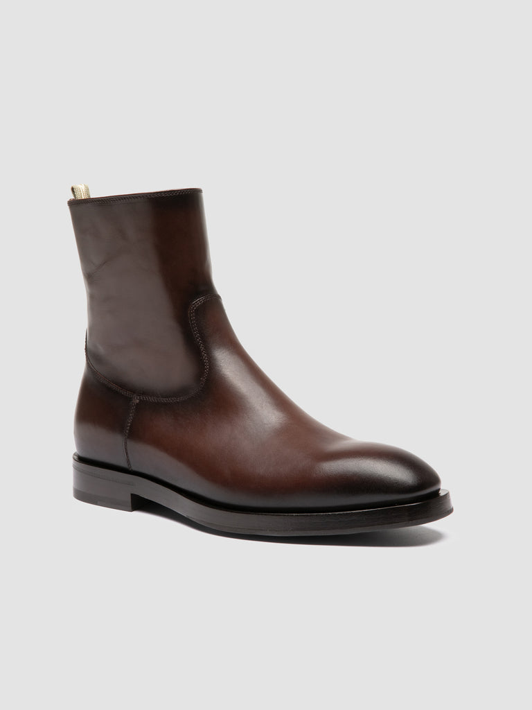 ORTEGA 002 - Brown Leather Zipped Boots