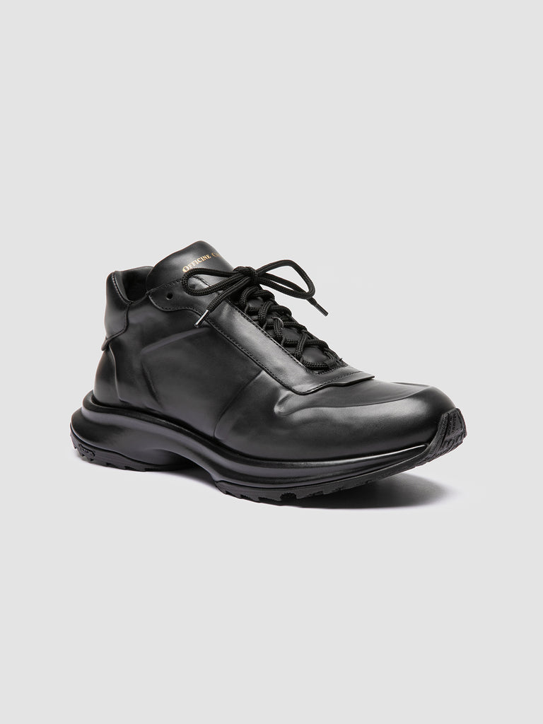 PHASE 001 - Grey Leather Low-Top Sneakers